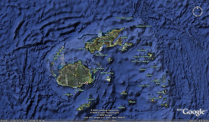 Mappa delle Isole Fiji da Google Earth
